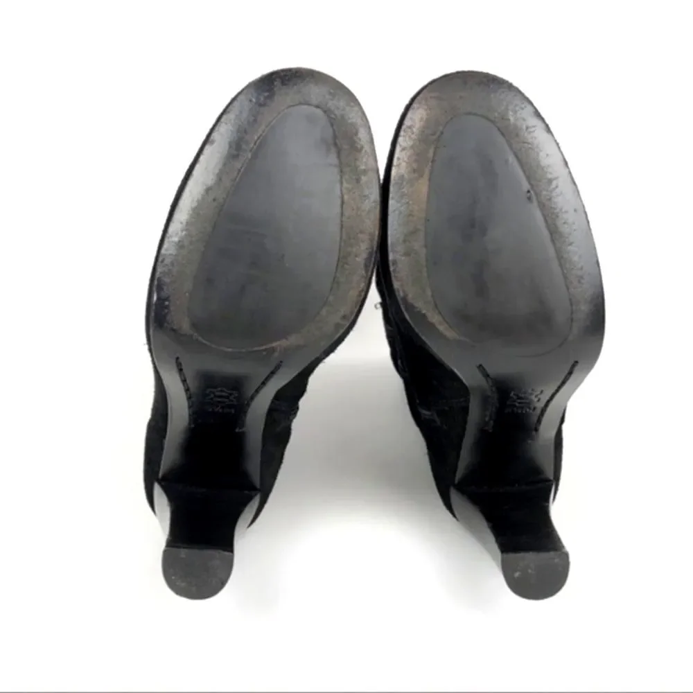 Michael Kors Womens Suede Boots 5.5 Black Zip Knee High Heeled Slouchy Leather - Picture 8 of 8
